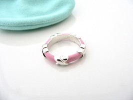 Tiffany &amp; Co Pink Enamel Signature X Ring Band Sz 5.75 Love Gift Pouch T... - £388.96 GBP