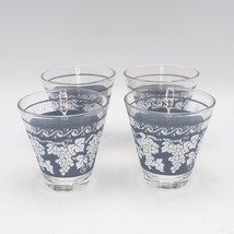 4 Hazel Atlas Double Shot Glasses Grape Pattern Blue Wedgwood - $64.63