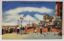 Atlantic City NJ Feeding the Pigeons Linen Era Postcard C17 - $3.95