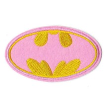 Batgirl Iron On Patch 3.75&quot; Pink Yellow Batman Superhero Embroidered Applique - £3.96 GBP