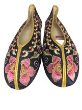 Ballerina Flats Womens Size10 Ballet Shoes Pink Floral Embroidered Flowe... - £38.75 GBP