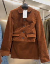 ZARA BNWT 2025. BROWN SHORT VELVET JACKET BLAZER. 5030/708/700 - $94.74