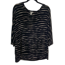 Travelers by Chicos 2 Slinky Stripe Dolman Sleeve Top Womens L Scoop Stretch - £14.12 GBP