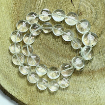 Rock Crystal Quartz Smooth Coin Beads 9 inch Briolette Natural Loose Gemstone  - £8.82 GBP