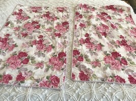 2 Laura Ashley ROSES X-LARGE Cotton  Pillow Shams Floral Shabby Chic  42 x 26 - $44.55