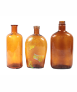 Lot of 3 Old Brown Glass Bottles One with Luster Wash - €13,11 EUR