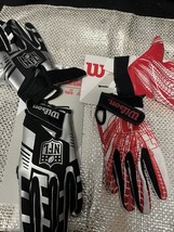 Wilson Football Receiver Gloves Kids Boys Youth Large Red White Adjustab... - $17.97+