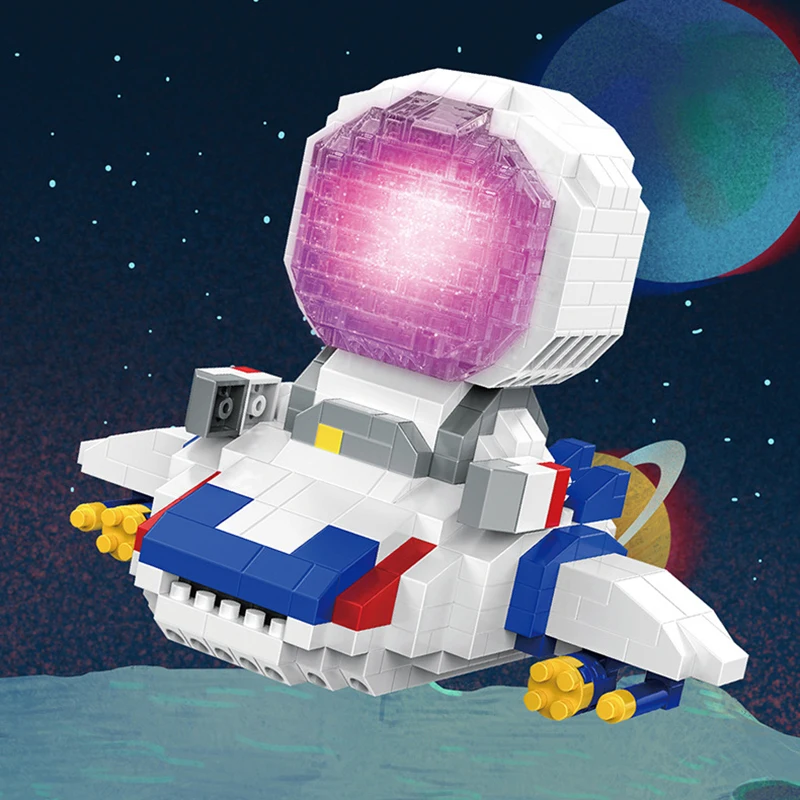 Mini Micro Astronaut Building Blocks With Light Spaceship Spacewalk Aircraft - £18.28 GBP+