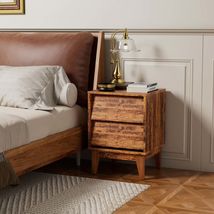 2 Set Mid-Century Modern Nightstands Vintage Bevel MDF Bedroom - $149.99