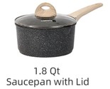 CAROTE ~ 1.8 Qt Saucepan w/Lid ~ BLACK Granite ~ Nonstick ~ All Stovetops - £25.86 GBP