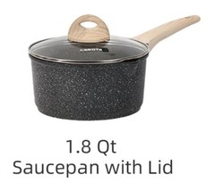 CAROTE ~ 1.8 Qt Saucepan w/Lid ~ BLACK Granite ~ Nonstick ~ All Stovetops - £25.85 GBP