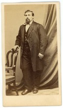 CIRCA 1870&#39;S CDV Large Man Goatee Suit &amp; Tie Harley &amp; Metcalf Cambridgeport, MA - £7.46 GBP