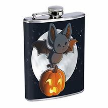 Halloween Bat Hip Flask Stainless Steel 8 Oz Silver Drinking Whiskey Spirits Em1 - £8.02 GBP