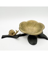 Vintage Brass Flower Bowl with Snail Ring Trinket Dish Branch Leaf Stand... - $561.99 MXN