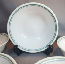 Corelle Country Cottage 6 1/4&quot; Soup Cereal Bowls Blue and Green Rim Set of 5 - £17.09 GBP