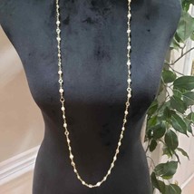 Womens Fashion Yellow Gold and Faux Pearl Beads Long Necklace w/ Lobster Clasp - £22.38 GBP