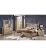 Queen 4PC Wood Bedroom Set - Gold - $5,544.70 CAD