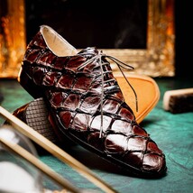 Olivieri Genuine Pirarucu Skin Classic Dress Shoes Brown image 7