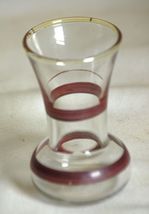 Clear with Red Bands Art Glass Mini Vase Vintage - $9.89