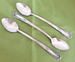 HB Co HBC6 Pattern 3 Iced Teaspoons Silverplate 7 1/4&quot; Glossy  - £9.30 GBP