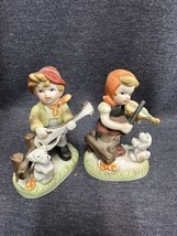 Flambro Boy And Girl Playing Instruments Vintage Collectors Choice Series - £9.48 GBP