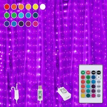 16 Colors Changing Curtain Lights, 250 Led 9.8 X 8.8 Feet Lighted, 7 Modes With  - £43.15 GBP