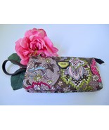 Oilily Wristlet S Pouch Wallet Floral Moss Pink Brown Nylon Zip 5 Compar... - £15.59 GBP