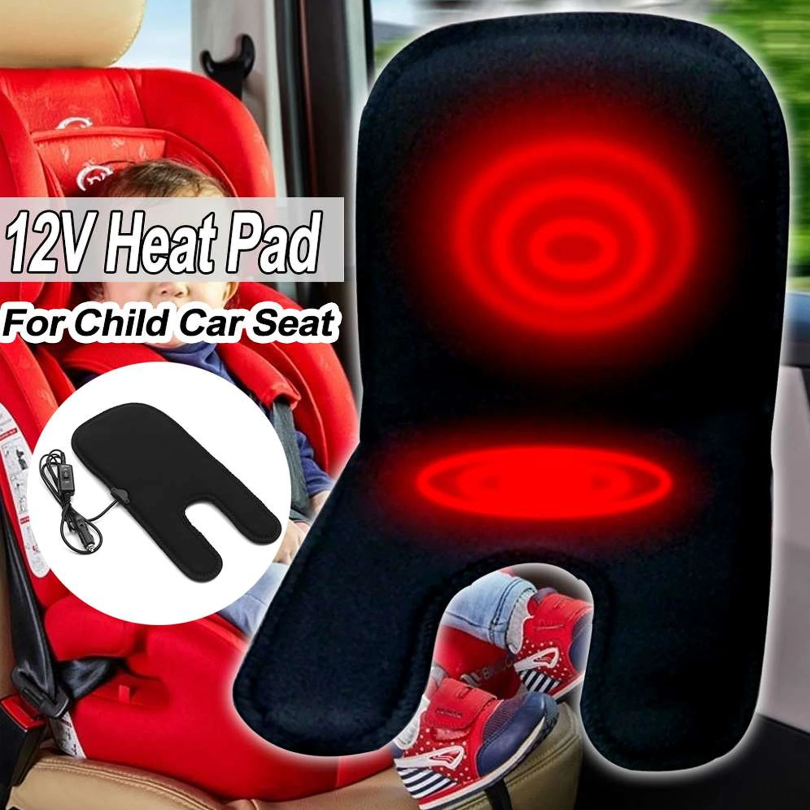 Car Seat Heated Cover Universal 12V Baby Winter Warm Car Heated Seat Cover Pad - £17.52 GBP