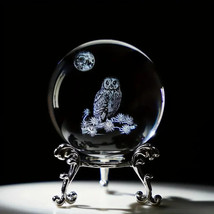 3D Laser Owl Statue Crystal Decoration Ball - £14.93 GBP