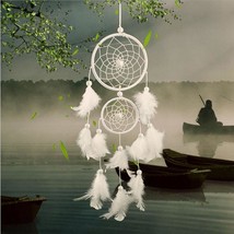 Wall Car Hanging Decoration Ornament White Mini Dreamcatcher - £10.21 GBP+