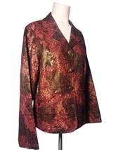 Vtg Chicos Metallic Floral Blazer Jacket Sz 2 L Rust Brown Ornate Buttons Career - £20.11 GBP