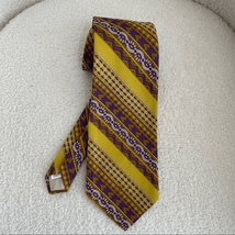 Vintage 70s Purple Chartreuse Brocade Tie - $20.70