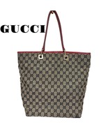 GUCCI GG Pattern Shoulder Tote Bag Medium Brown Red Leather  MBb0349 - $194.93