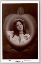 RPPC Pretty Woman Fantasy Angel Charity Sacred Heart Above Clouds Postcard H24 - $5.95