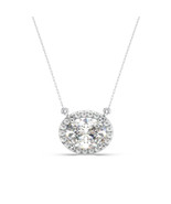 2.15 Carat F/VS1 Oval Cut Lab Grown Diamond Halo Pendant with Chain Oval... - €1.798,56 EUR