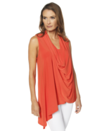Chic Last Tango Sleeveless Asymmetrical Drape Front Top / Blouse in Tang... - £40.13 GBP