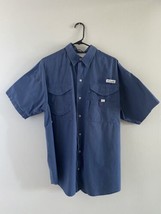 Columbia Shirt Mens Medium Blue Bonehead Vented Short Sleeve Button Fishing - £15.73 GBP