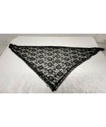 Black Floral Lace W/ rhinestones Church Head Cover Scarf Triangular 38” W - $57.65 CAD