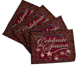 Celebrate the Season Placemats Set of 4 Hemmed Woven Made in USA by Simply Home - £14.02 GBP