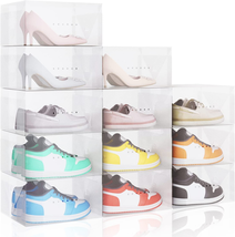 12 Pack Storage Boxes Large Clear Plastic Foldable Shoe Storage Containers Stack - £39.51 GBP