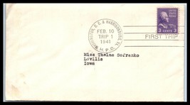 1941 US Cover - Washington DC &amp; Harrisonburg, Virginia HPO to Lovilia, Iowa A24 - $2.96