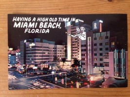 Vtg 50s Miami Beach Florida Plastichrome Unposted Postcard Collins Ave 1... - £19.60 GBP