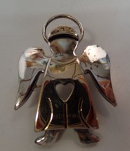 Vintage Angel W Halo. Gold &amp; Silvertone Brooch or Pendant. Measures 2&quot; X 2&quot; - £15.82 GBP