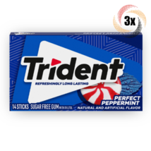 3x Packs Trident Perfect Peppermint Flavor Sugar Free Gum | 14 Stick Per Pack - £8.67 GBP