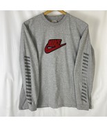 Vintage Nike Front Swoosh Spell Out Patch Gray Long Sleeve T Shirt Size XL - $39.08 CAD