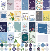 Sympathy Cards with Message Inside, 24 Pack 4×6 in Assortment Floral But... - £9.65 GBP