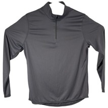 Womens Gray Long Sleeve 1/4 Zip Sweatshirt Shirt Medium Blank Plain Perf... - $17.35