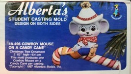 VTG 1987 Alberta&#39;s Student Ceramic Casting Mold A-496 Cowboy Mouse on Candy Cane - $32.32