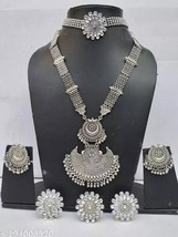 Indian Women Silver Oxidized Necklace Set Bohemian Fashion Jewelry Wedding Gift - £27.73 GBP