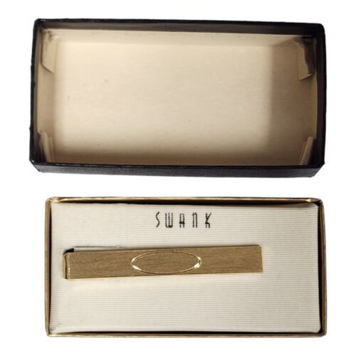 Vintage Swank Engravable Tie Bar Brushed Gold w/ Original Box Men's Accessory - $27.90